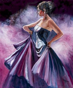 Dancer in blue & purple dress